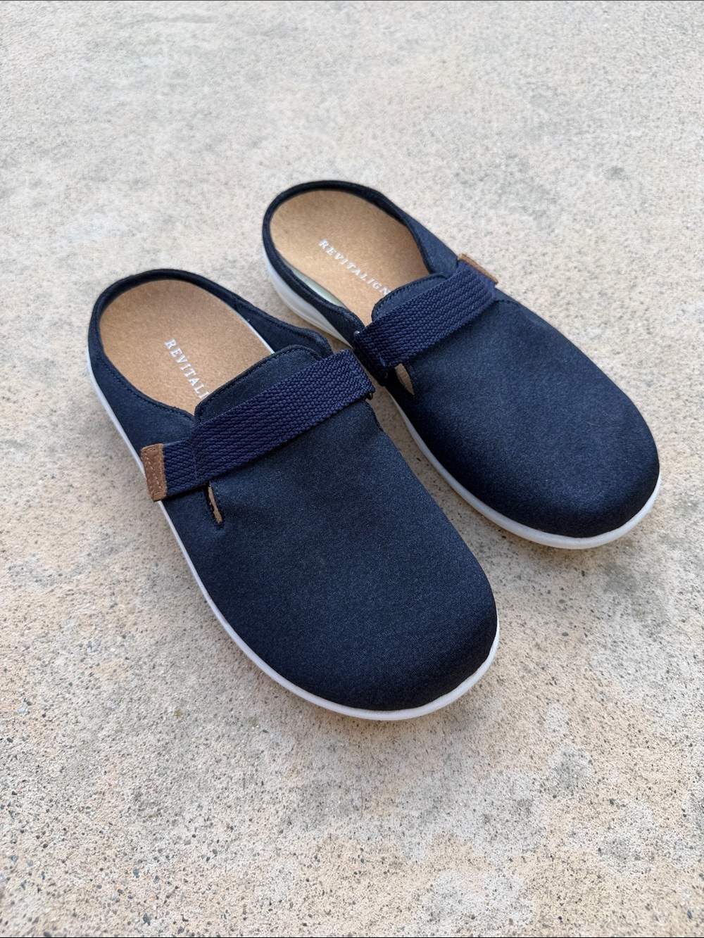 REVITALIGN Women's Naples Orthotic Soft Jersey Blue Mules Size 8.5 Like New